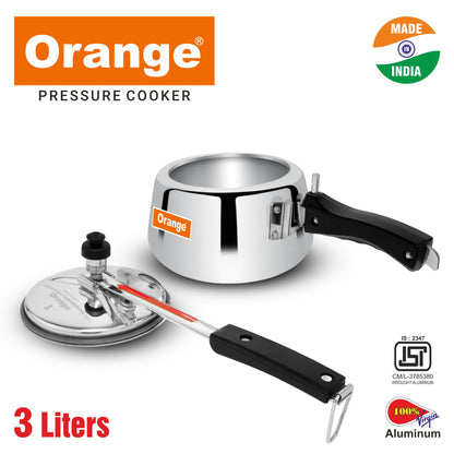 Orange Baleno Series Aluminium Induction Based Inner Lid Pressure Cooker for Kitchen (Silver)