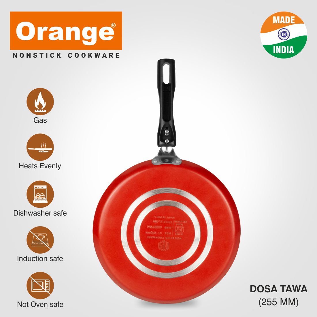 Orange - Non-Stick Dosa Tawa 2.6mm Platina Series