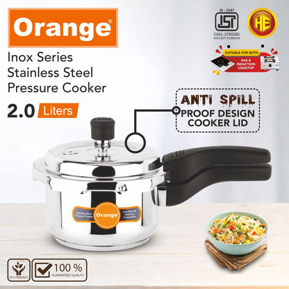 Orange Inox Series Stainless Steel Outer Lid Pressure Cooker