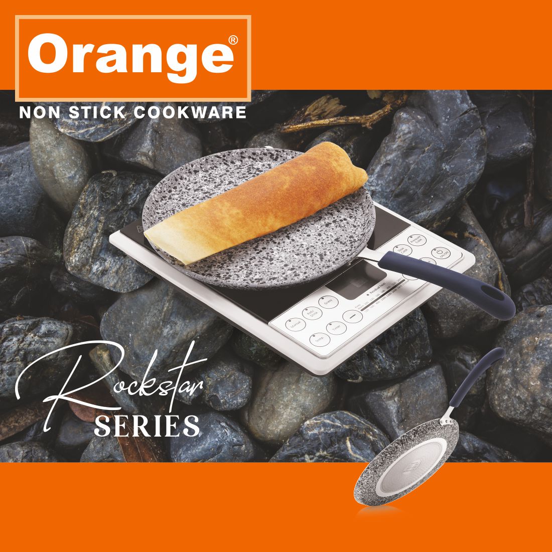 Orange Rockstar Series | Non-Stick Dosa Tawa/Flat Tawa | Elegant Look | Sturdy Handle | ISI Approved