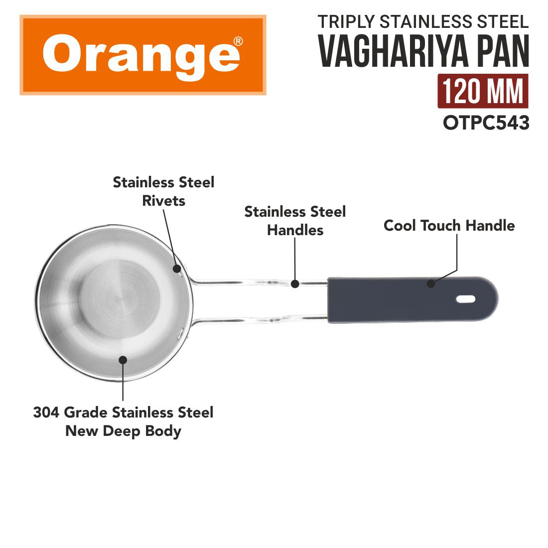 Stainless Steel Triply Tadka Pan/Vaghariya Pan